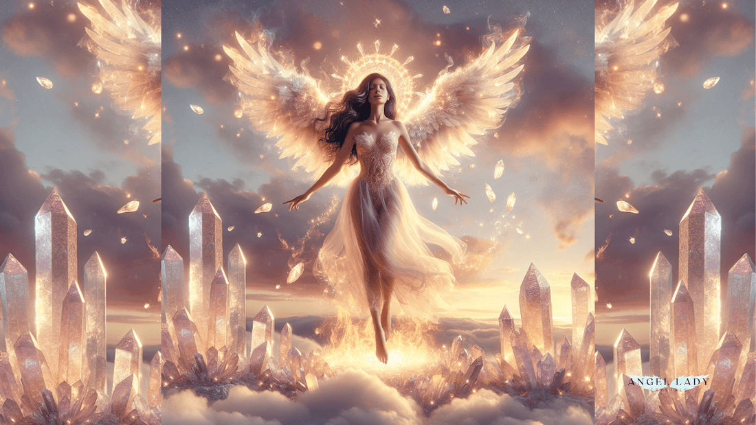 An ethereal image of a woman rising gracefully from soft glowing ashes surrounded by gentle flames