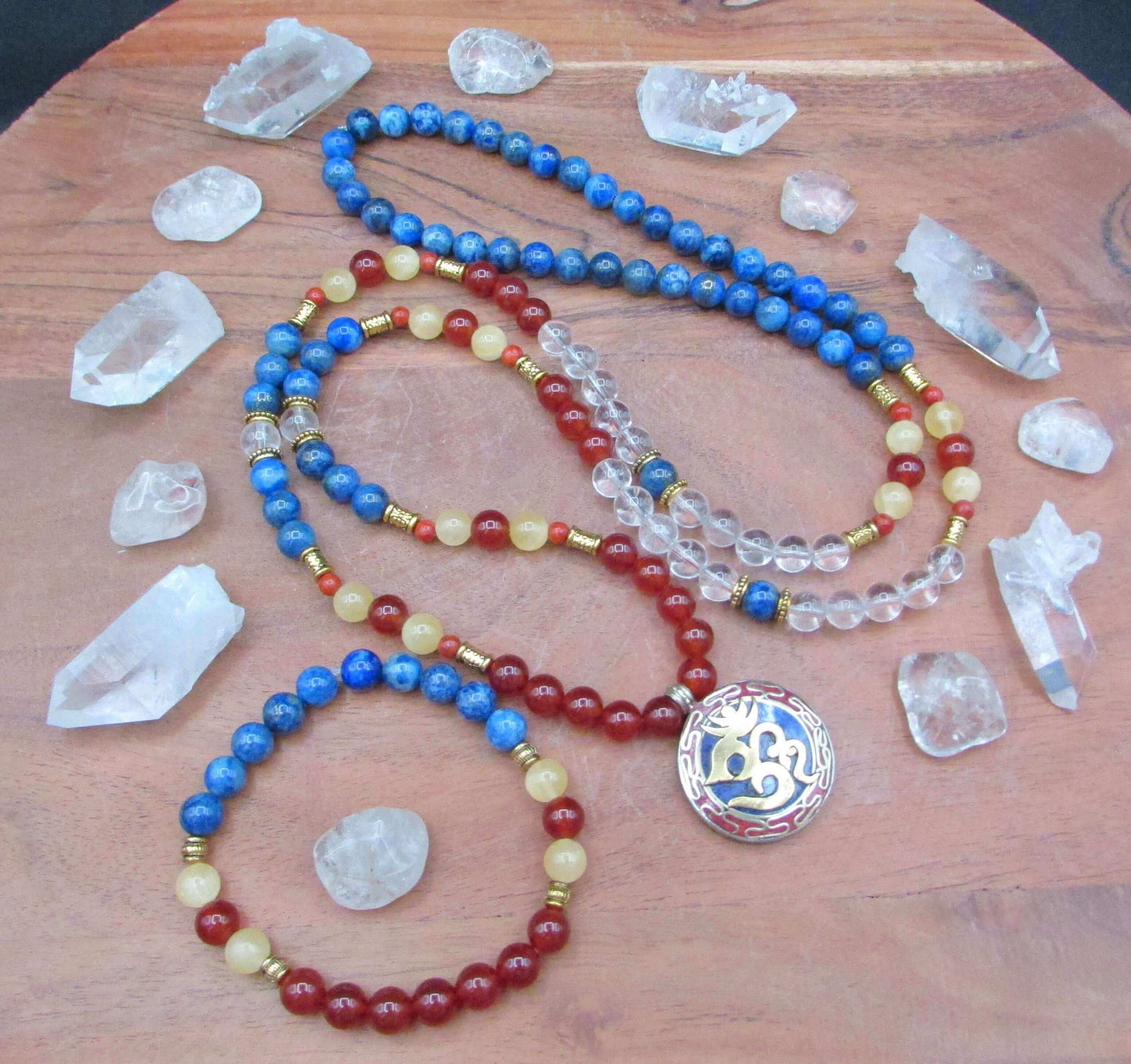 Creative Visualization Mala & Bracelet Set | Carnelian, Lapis & Yellow Calcite