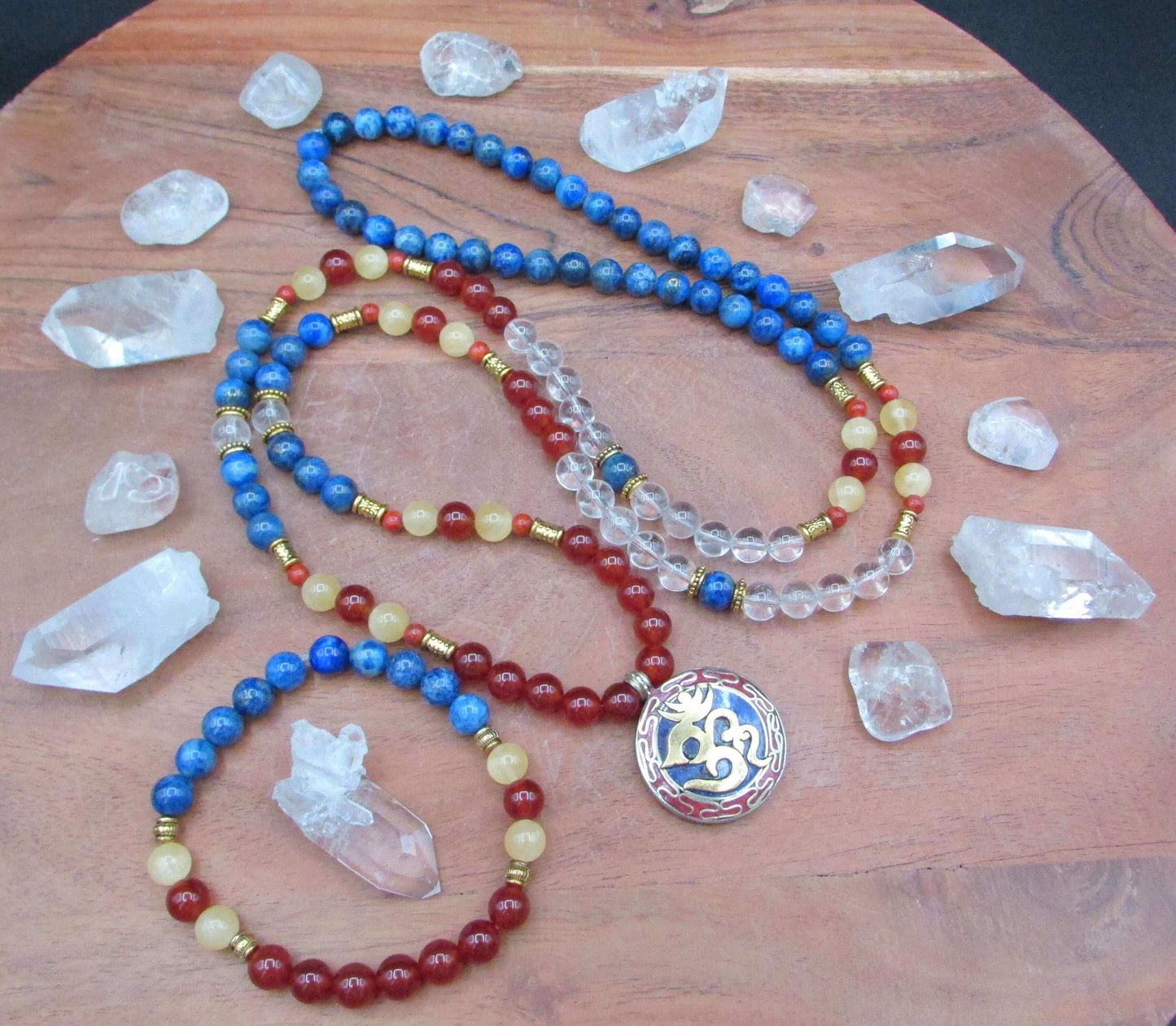 Creative Visualization Mala & Bracelet Set | Carnelian, Lapis & Yellow Calcite