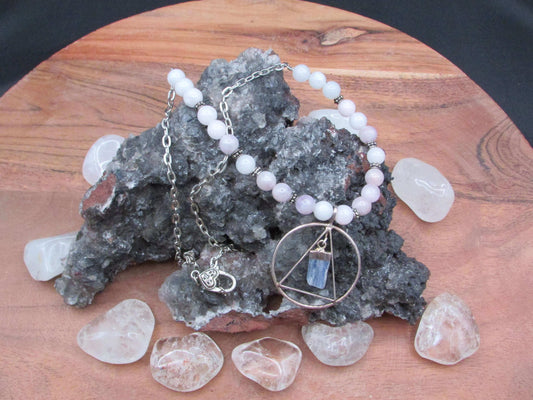 Emotional Healing Crystal Necklace - Kunzite & Blue Kyanite Protection