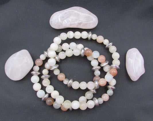 Divine Heart Awakening Bracelet – Moonstone & Strawberry Quartz