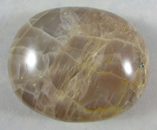 peach moonstone crystal palmstone, worry stone, madagascar