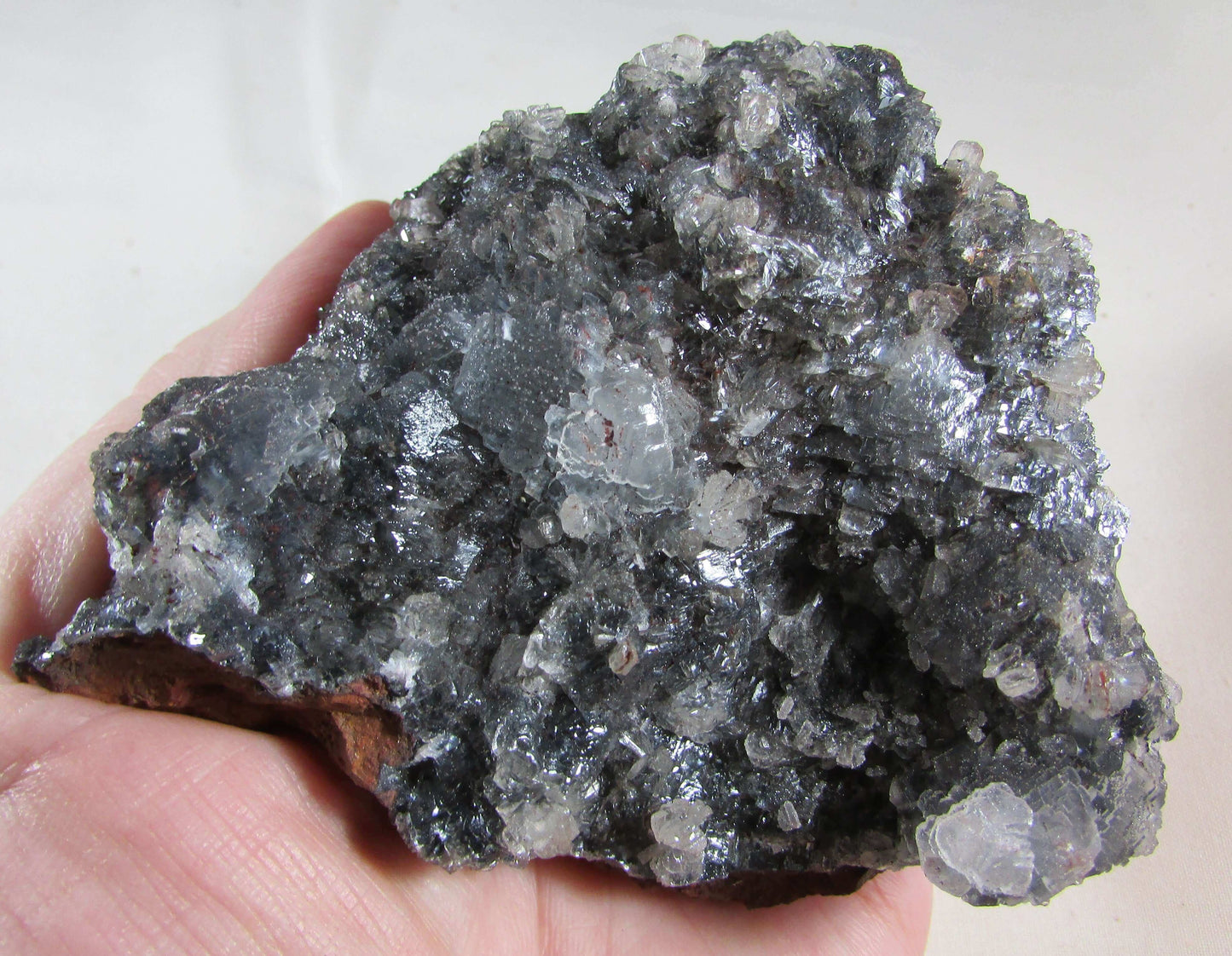 Black Calcite Colorless Fluorite Limonite Matrix Crystals (MMF147)