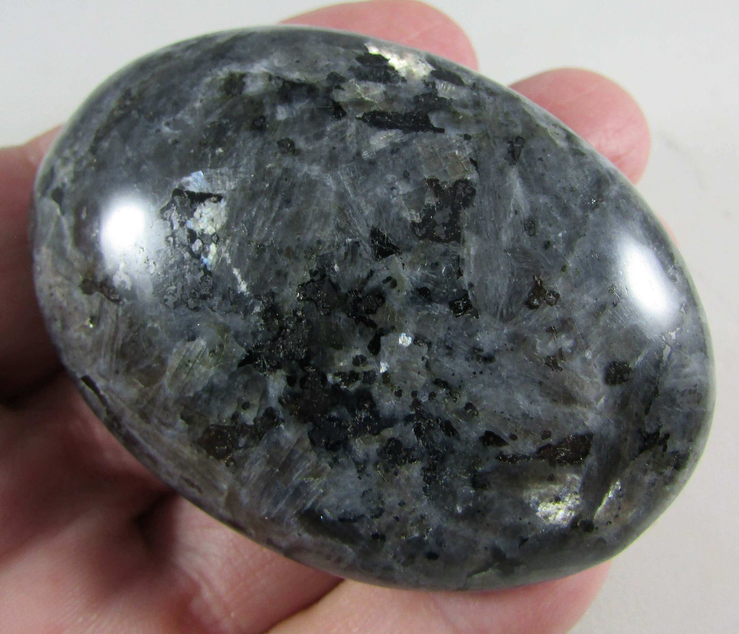 rare blue pearl polished crystal palmstone