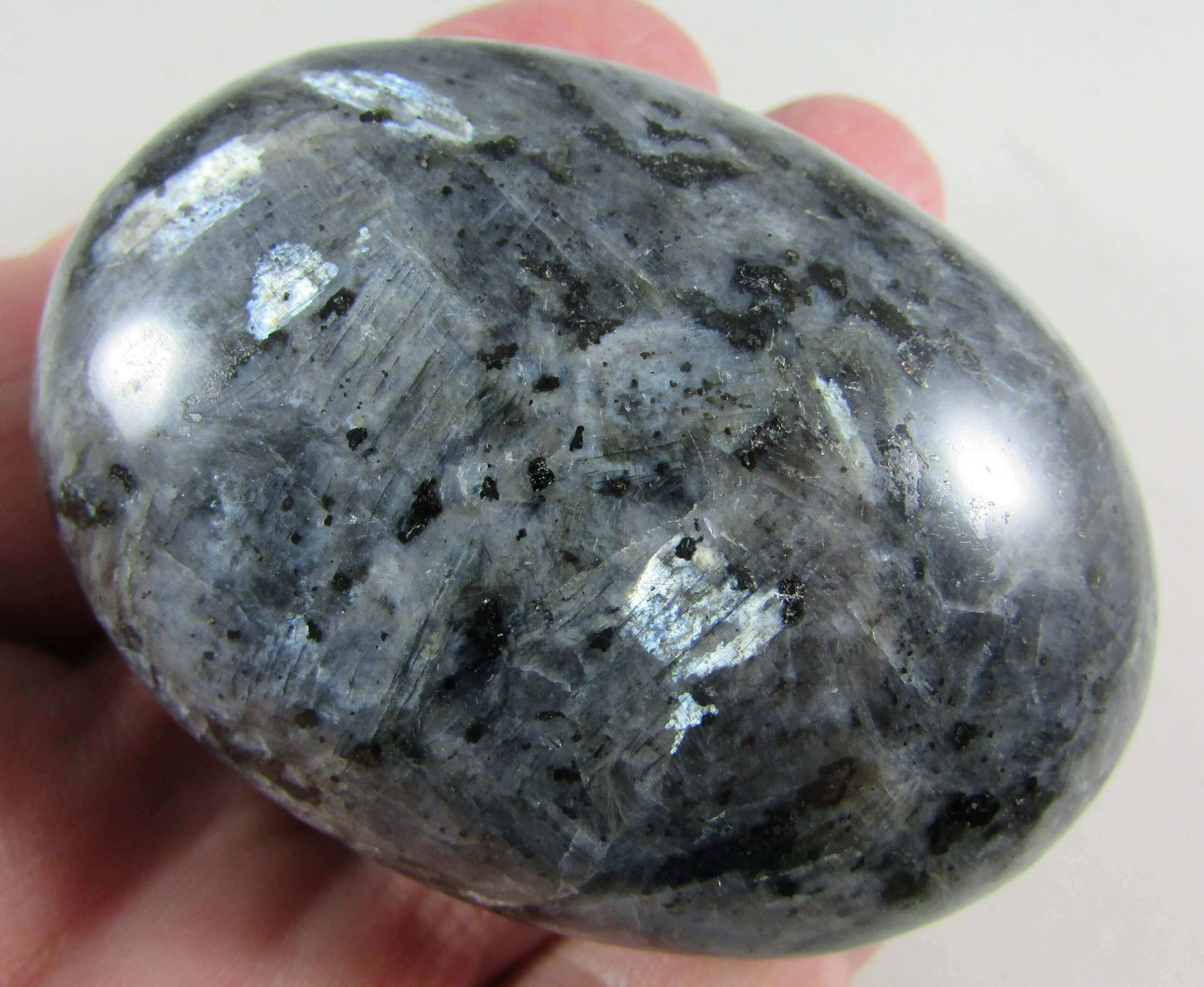 rare blue pearl polished crystal palmstone