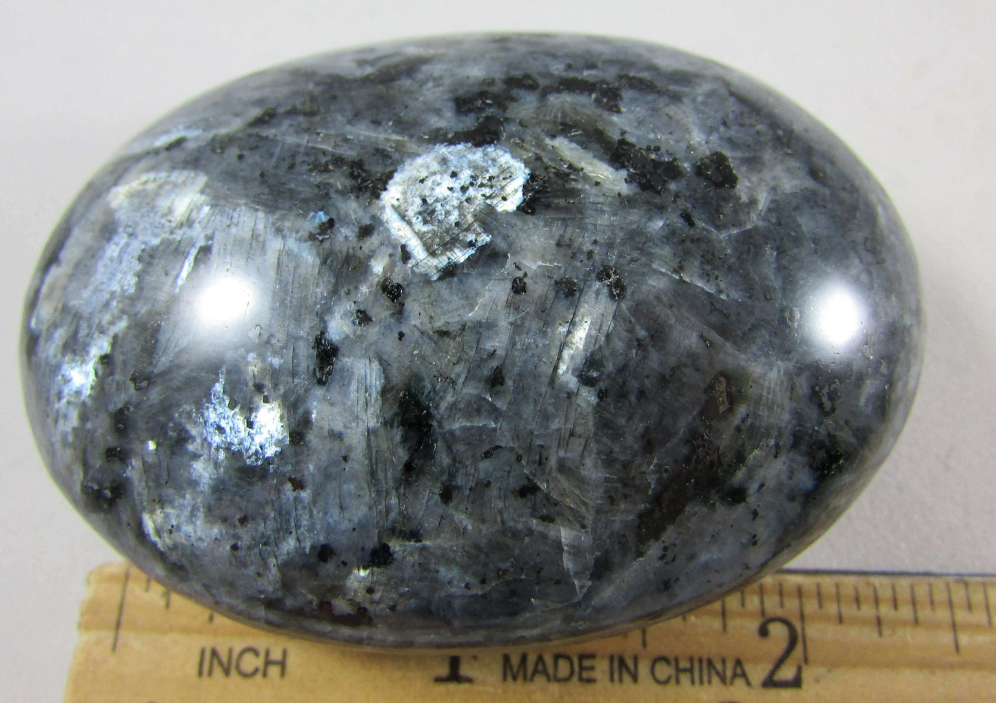 rare blue pearl polished crystal palmstone