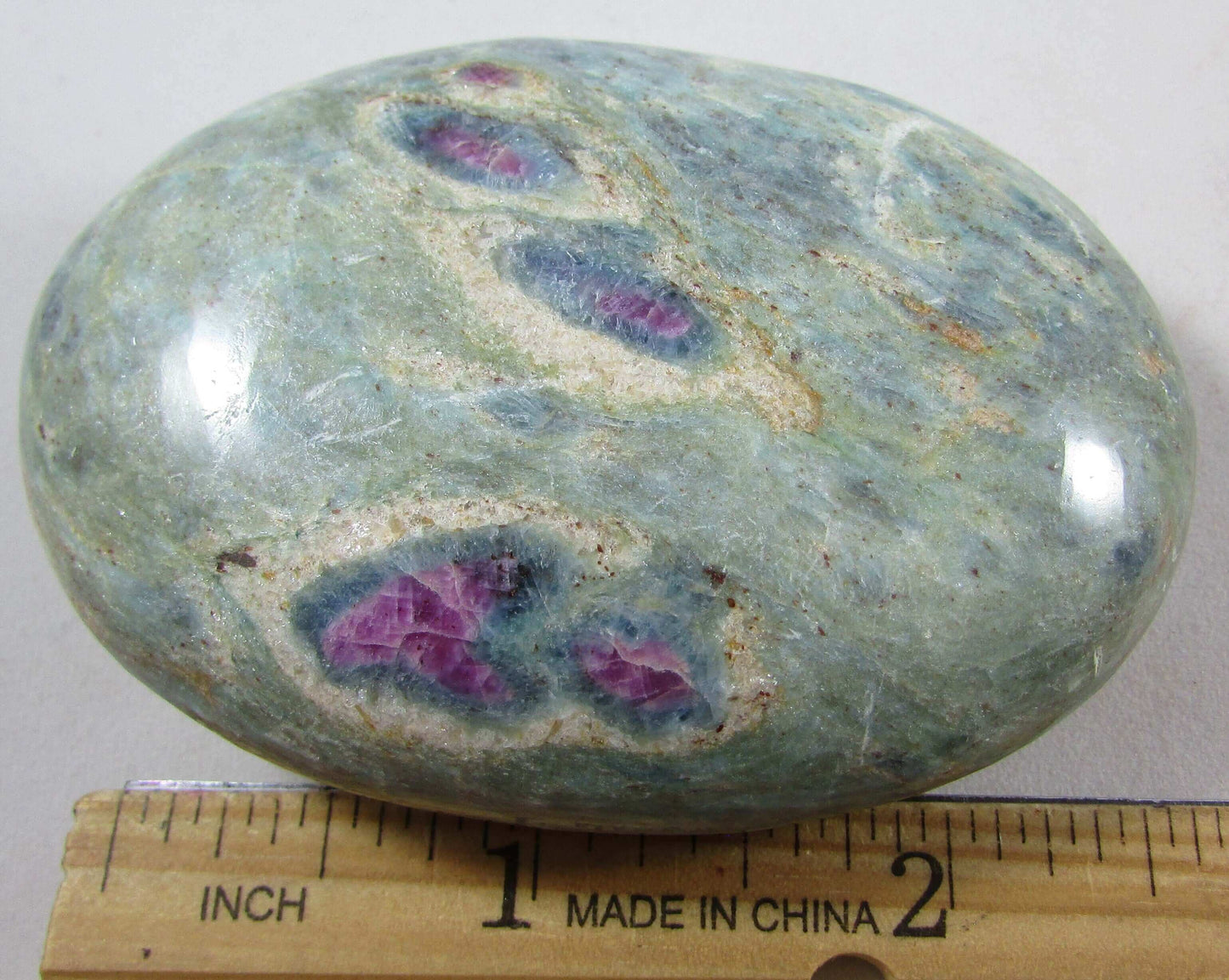 Ruby Zoisite Palmstone, Anyolite Stone polished worry stone