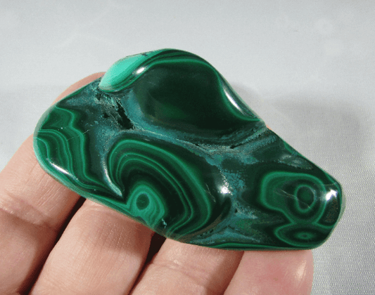 genuine malachite crystal palmstone, congo mineral