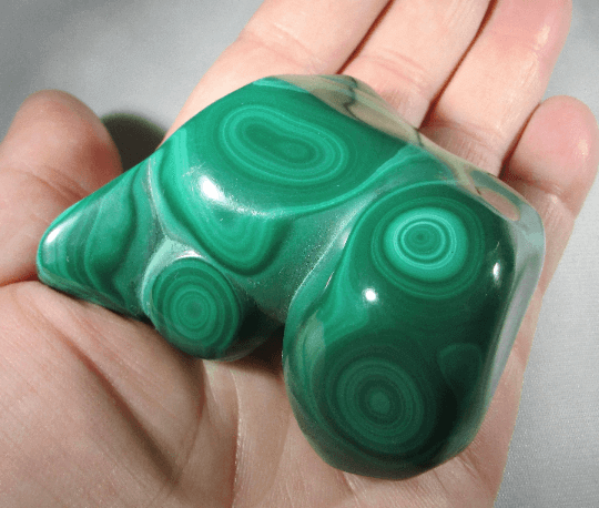genuine malachite crystal palmstone, congo mineral