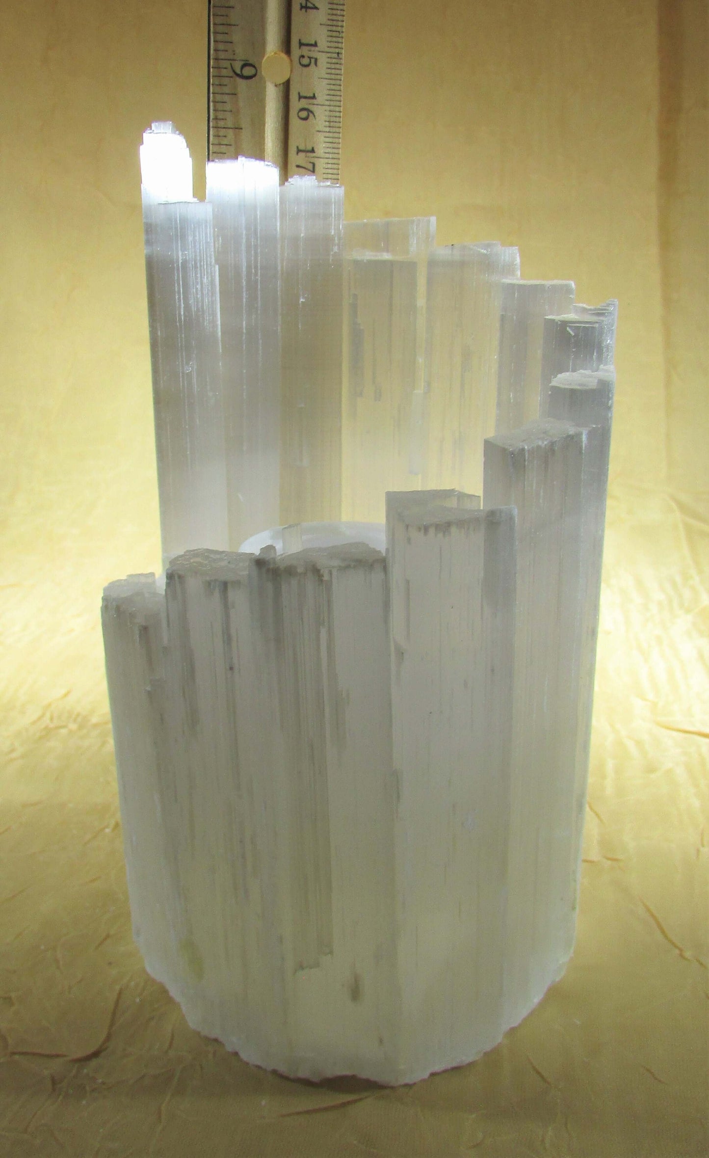 selenite candle holder, energy tools, orange selenite
