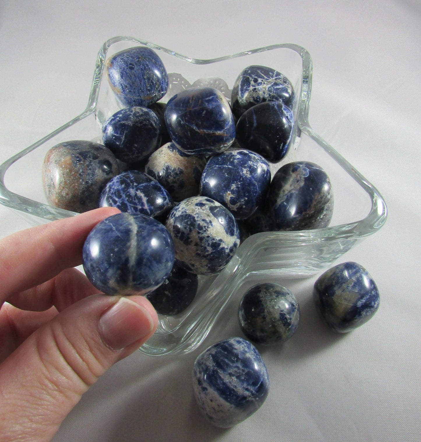 sodalite rough point, top polished point, brazil crystal