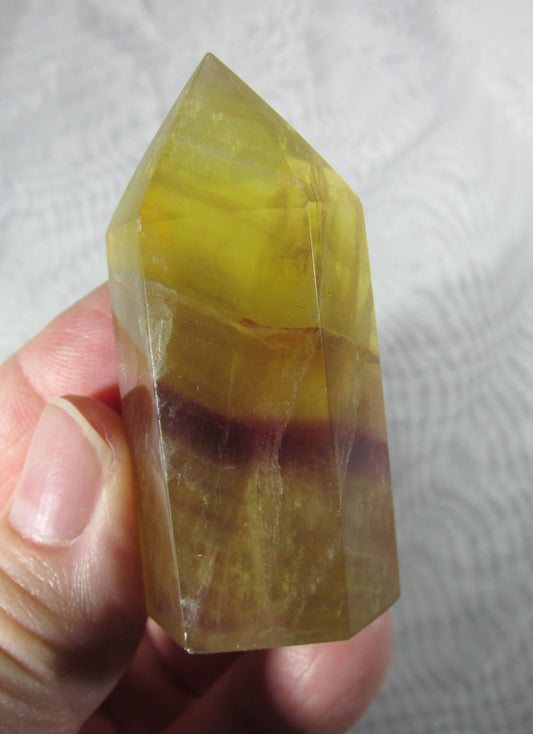 yellow fluorite crystal pillar, rare brazil crystals