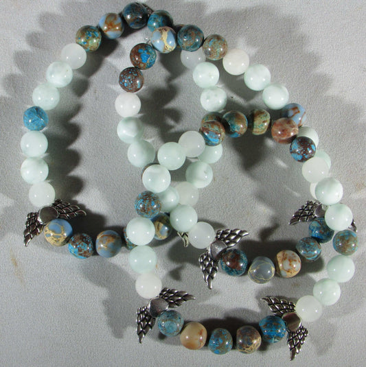 Serene Confidence Bracelet – Green Angelite, Blue Sea Sediment & White Jade