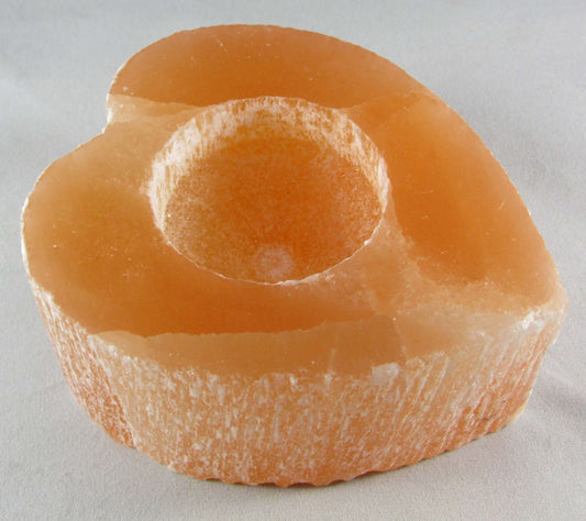 selenite candle holder, energy tools, orange selenite