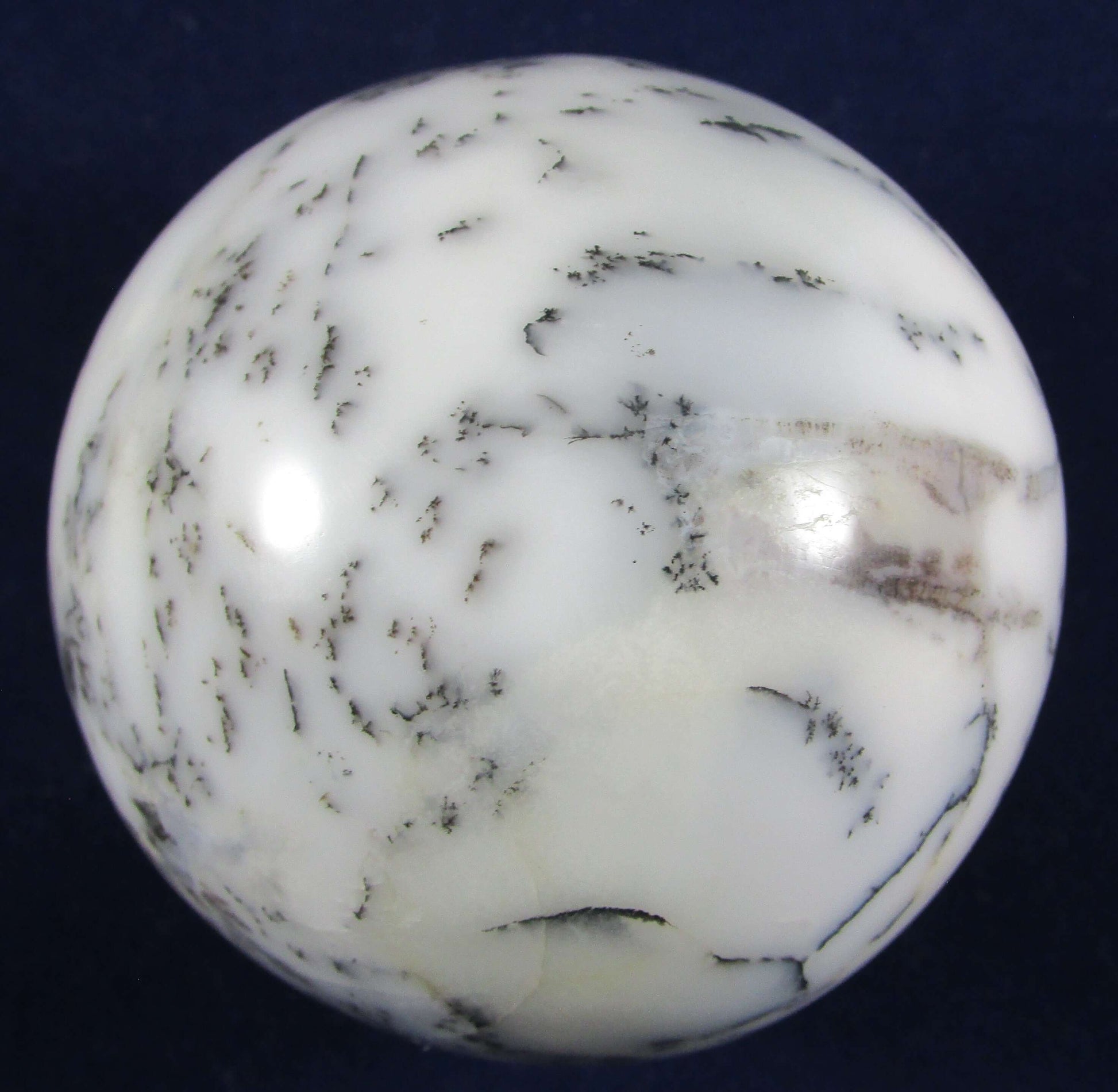 White Dendritic Opal Crystal Sphere, Crystal Ball