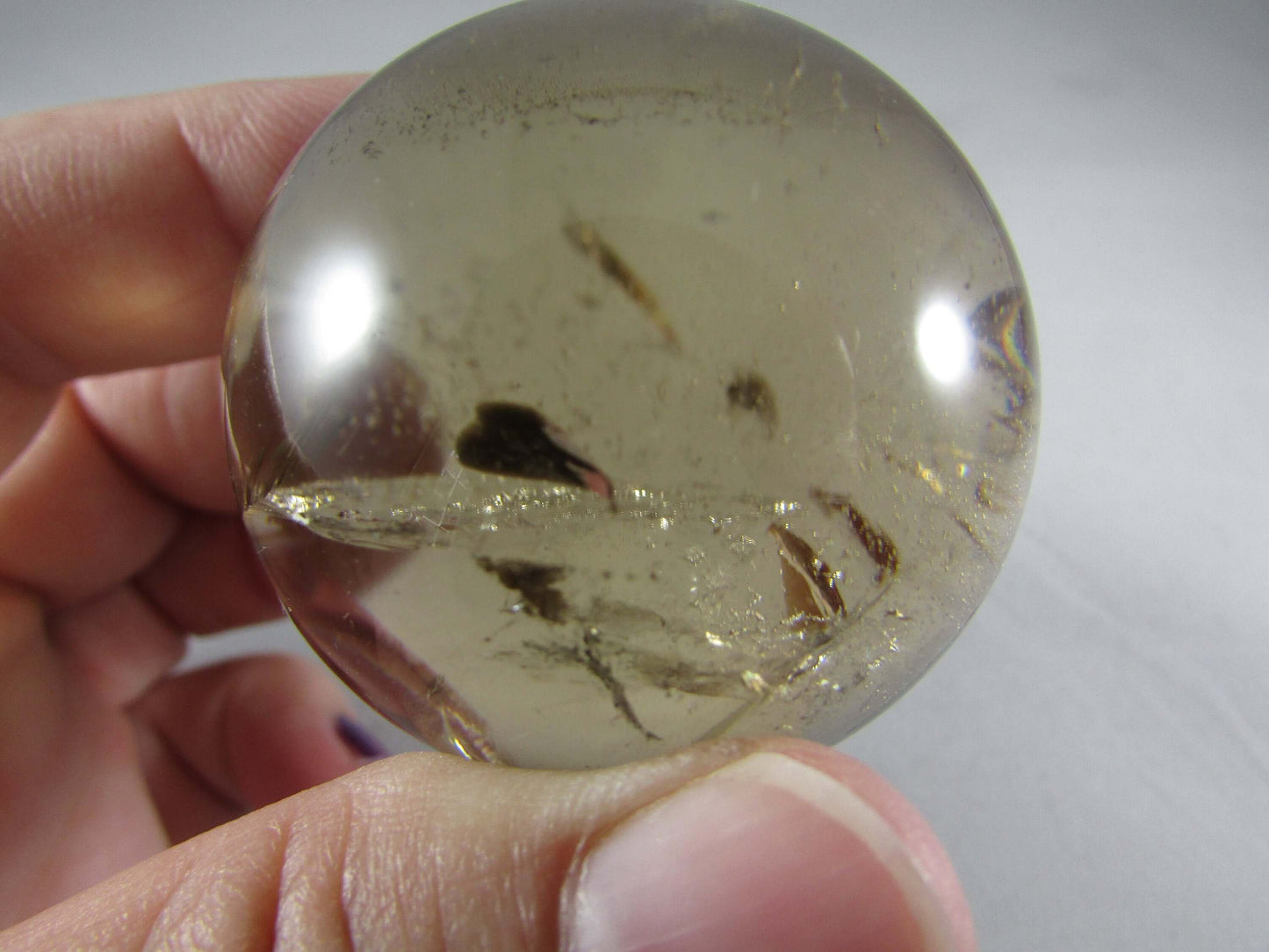 Natural polished Smoky Quartz crystal sphere brazil