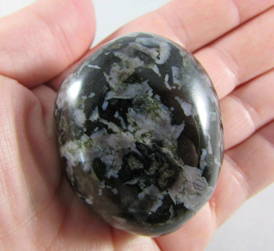 Mystic Merlinite Palmstone, Blue Black Indigo Gabbro, Ethically Sourced from Madagascar