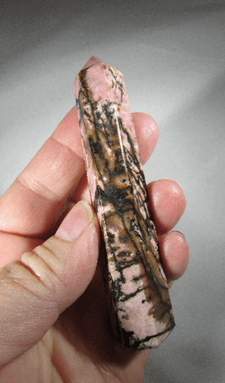 rhodonite crystal pillar, rhodonite obelisk, brazil crystals