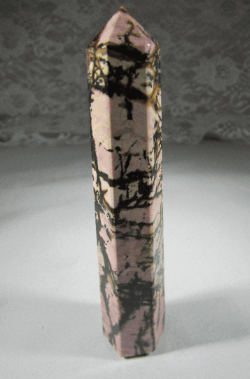 rhodonite crystal pillar, rhodonite obelisk, brazil crystals