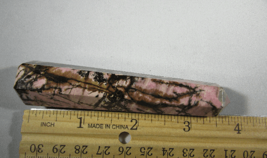 rhodonite crystal pillar, rhodonite obelisk, brazil crystals