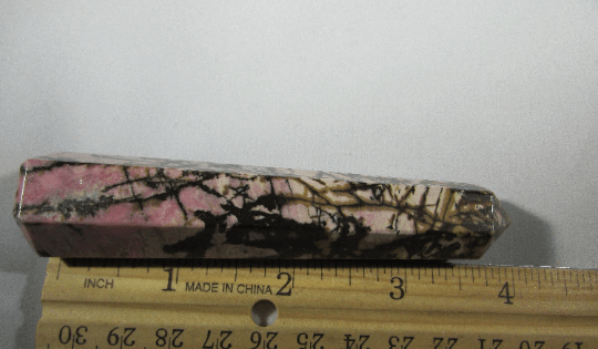 rhodonite crystal pillar, rhodonite obelisk, brazil crystals
