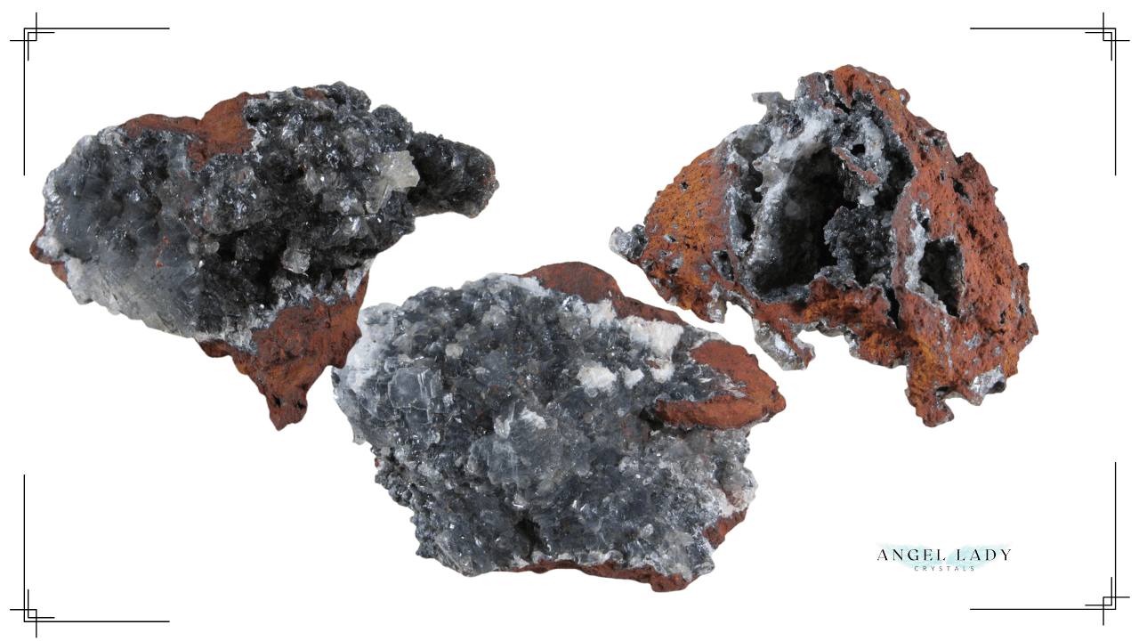 Black Calcite Fluorite crystal with dark matrix and clear Fluorite veins, symbolizing grounded intuitive mastery and psychic protection.