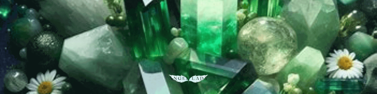 green crystals, emerals, aventurine, peridot 