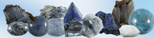 blue crystals, lapis lazuli, blue calcite, blue barite, kyanite, aquamarine