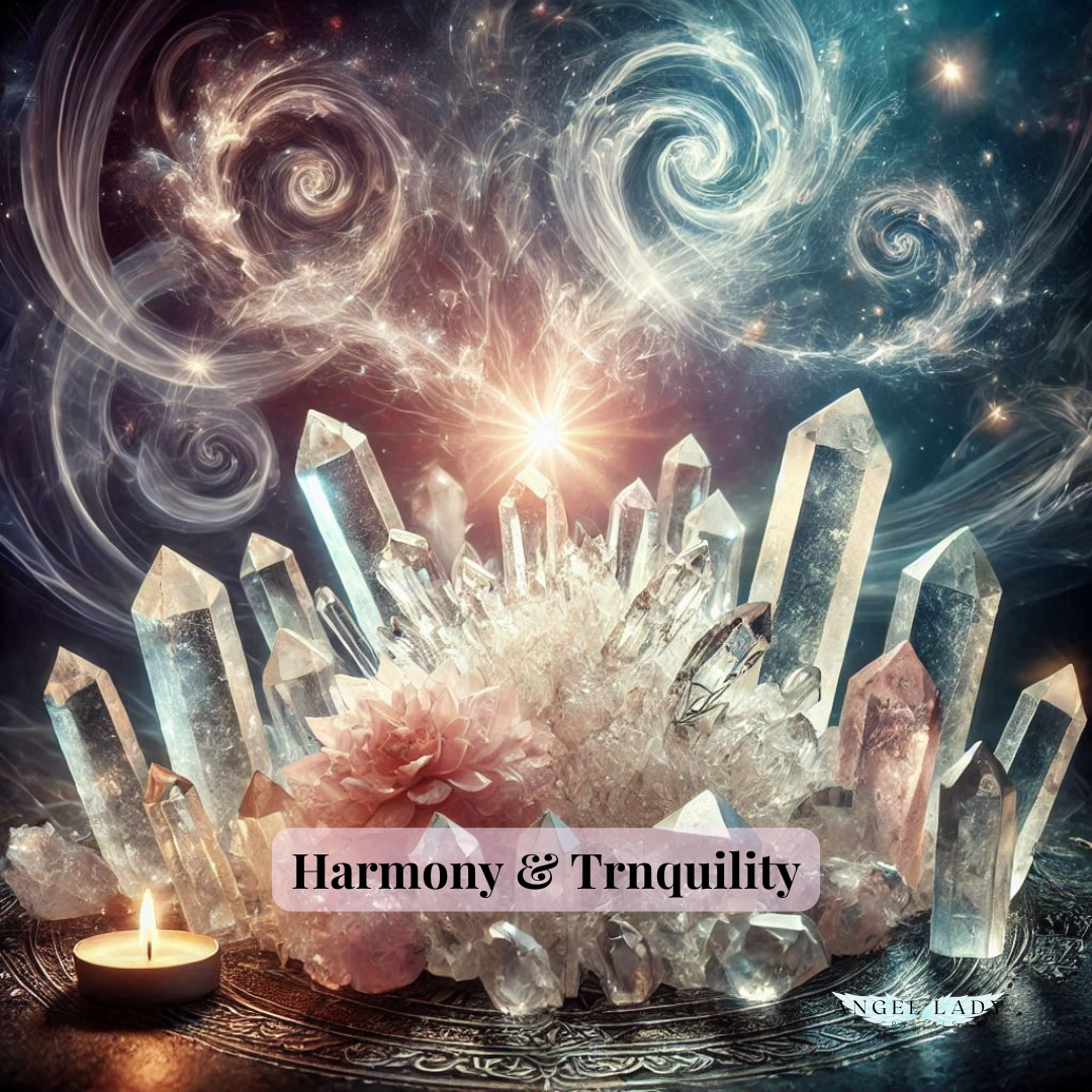 embodying inner peace with harmonious, tranquil crystals and swirling light