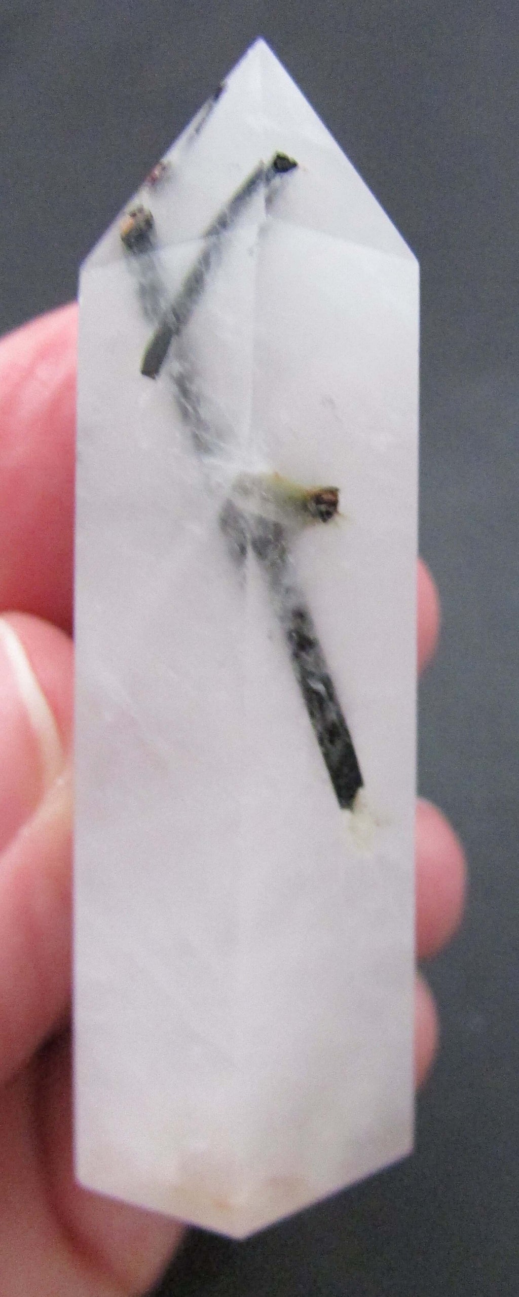 Tourmalinated Quartz Obelisk – Shadow Work, Protection & Focused Energy Integration