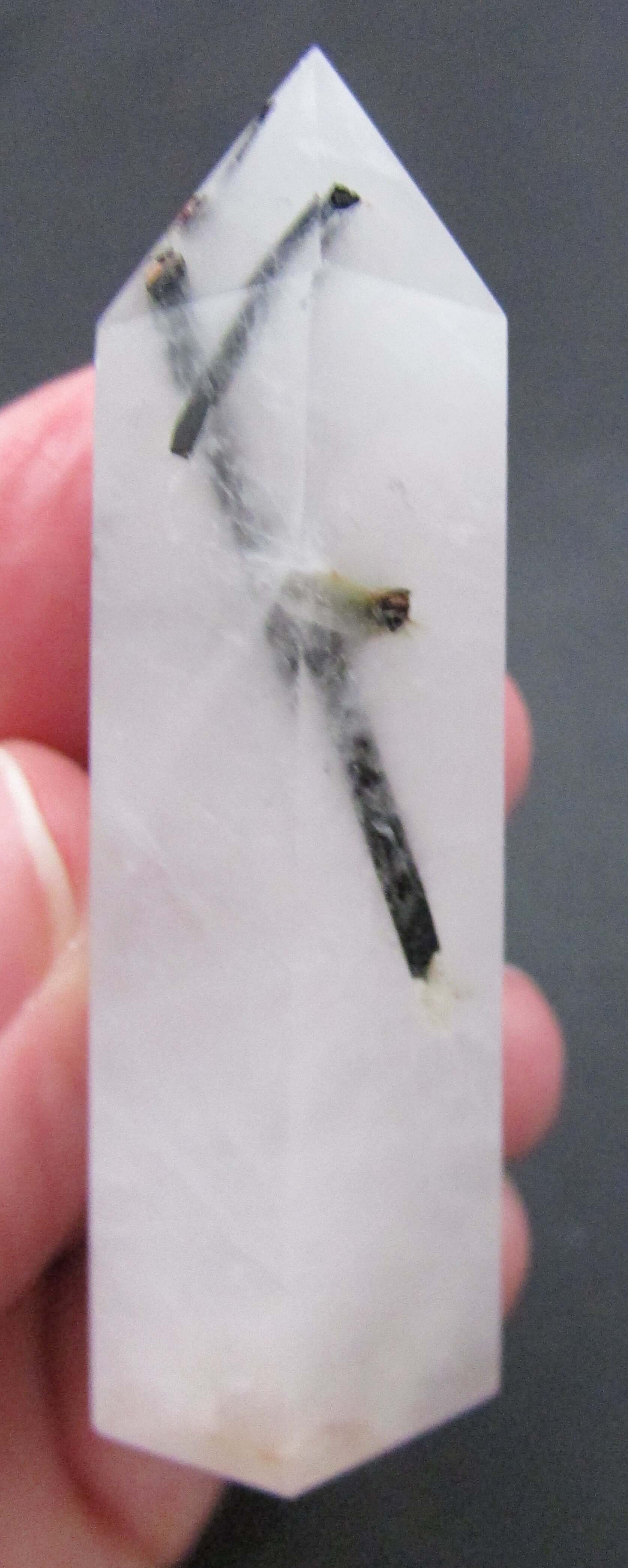Tourmalinated Quartz Obelisk – Shadow Work, Protection & Focused Energy Integration