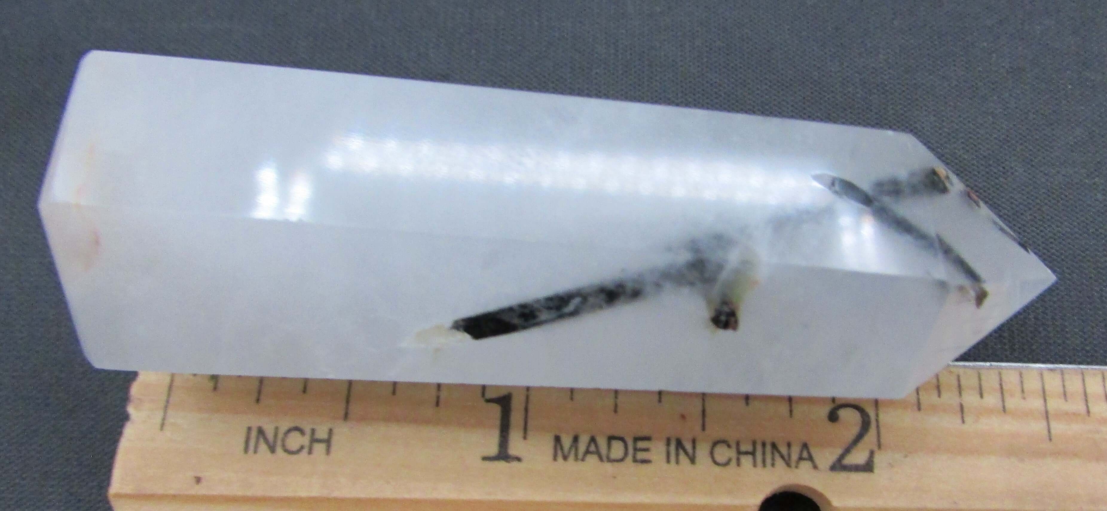 Tourmalinated Quartz Obelisk – Shadow Work, Protection & Focused Energy Integration