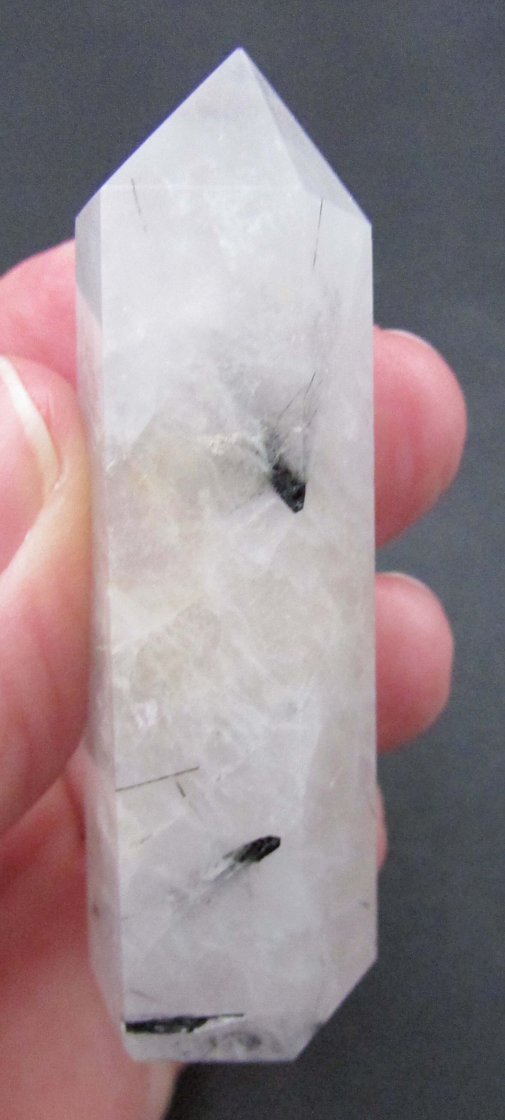 Tourmalinated Quartz Obelisk – Shadow Work, Protection & Focused Energy Integration