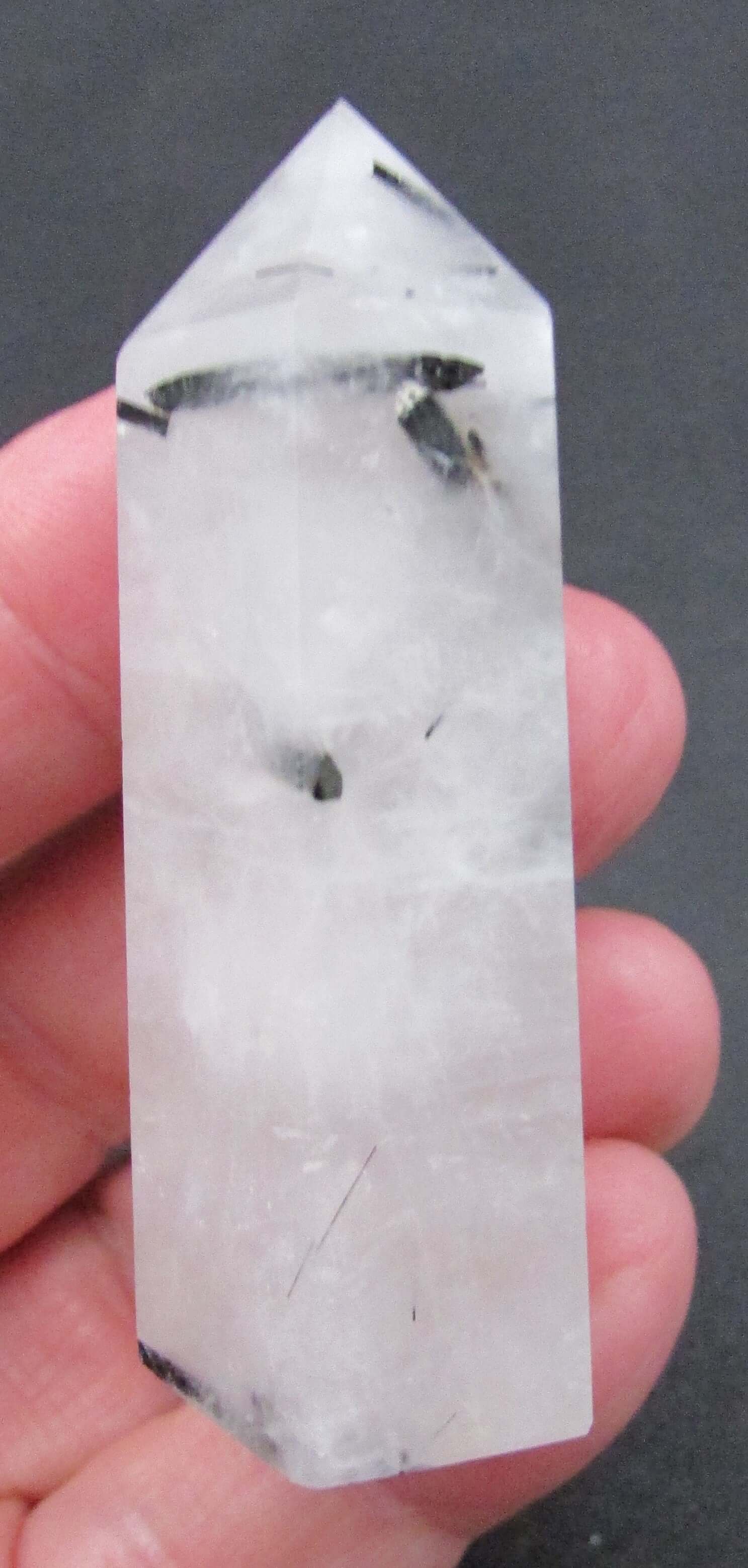 Tourmalinated Quartz Obelisk – Shadow Work, Protection & Focused Energy Integration