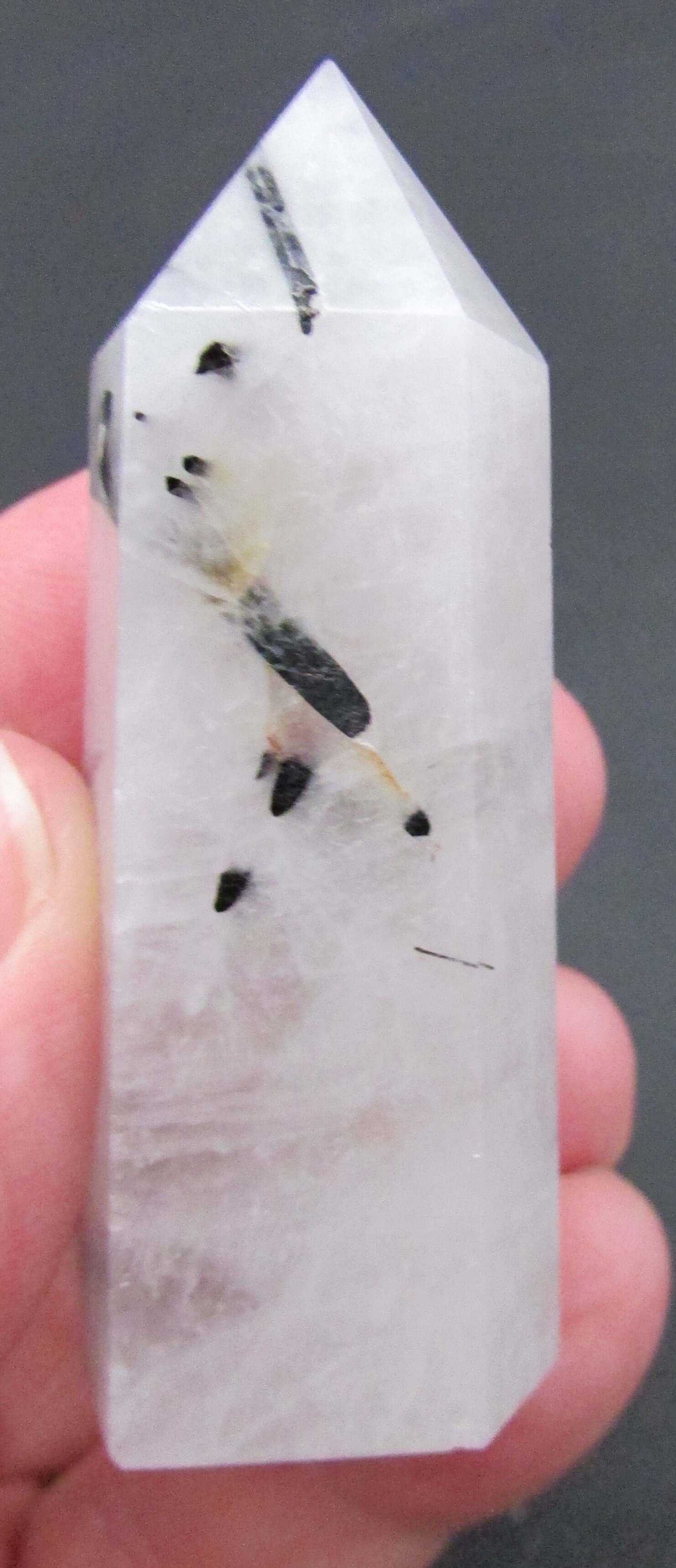 Tourmalinated Quartz Obelisk – Shadow Work, Protection & Focused Energy Integration
