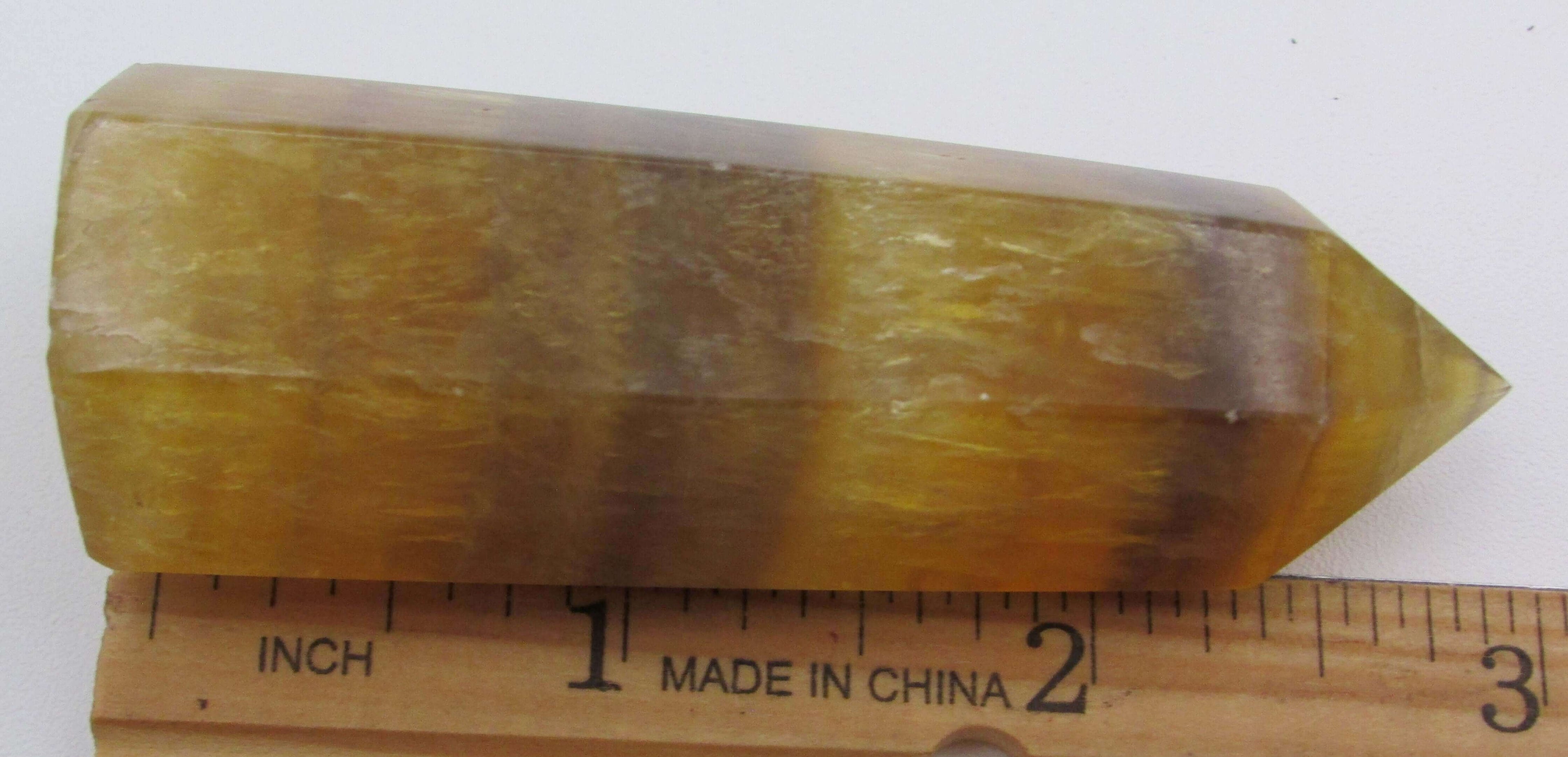 Golden Yellow Fluorite Obelisk – Genius Stone of Creativity, Clarity & Energy Purification | Solar Plexus Power Crystal