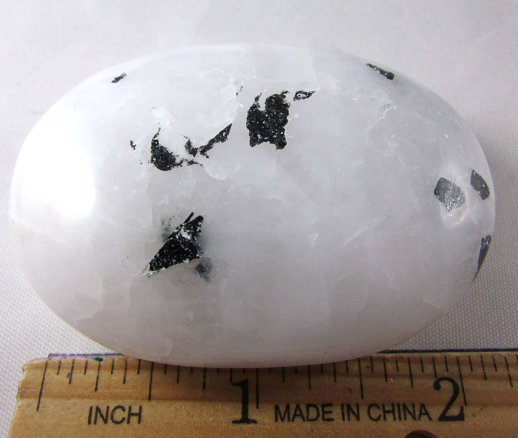 Tourmalinated Quartz Palmstone - Stone of Shadow Work, Psychic Attack Protection [FTM358]