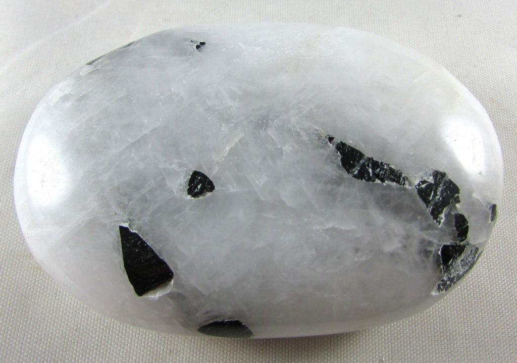 Tourmalinated Quartz Palmstone - Stone of Shadow Work, Psychic Attack Protection [FTM359]