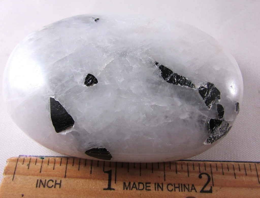 Tourmalinated Quartz Palmstone - Stone of Shadow Work, Psychic Attack Protection [FTM359]