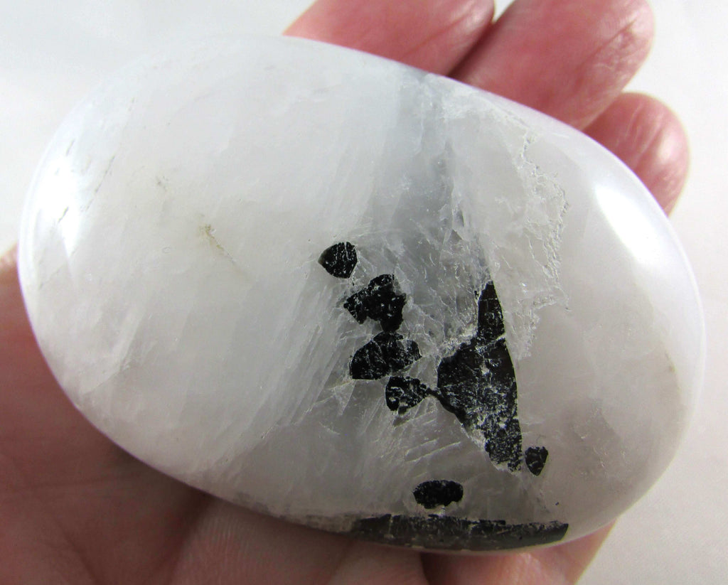 Tourmalinated Quartz Palmstone - Stone of Shadow Work, Psychic Attack Protection [FTM360]