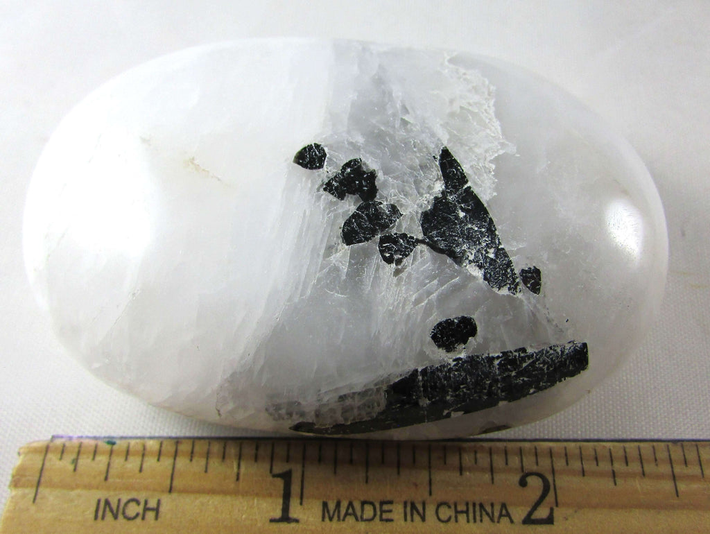 Tourmalinated Quartz Palmstone - Stone of Shadow Work, Psychic Attack Protection [FTM360]