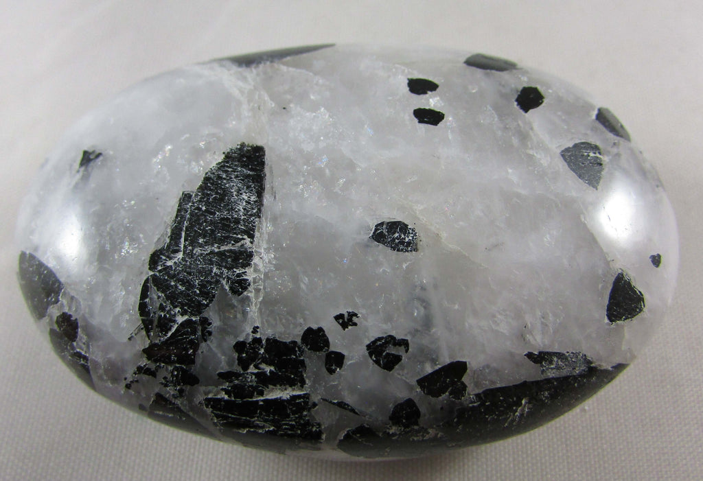 Tourmalinated Quartz Palmstone - Stone of Shadow Work, Psychic Attack Protection [FTM361]