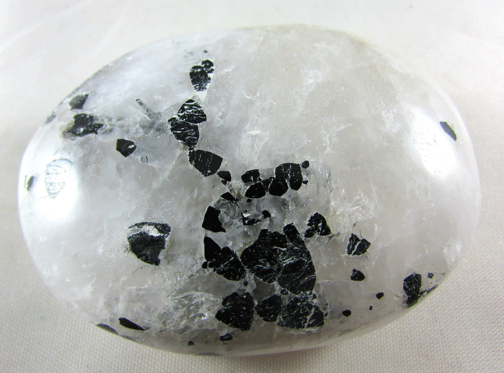 Tourmalinated Quartz Palmstone - Stone of Shadow Work, Psychic Attack Protection [FTM364]