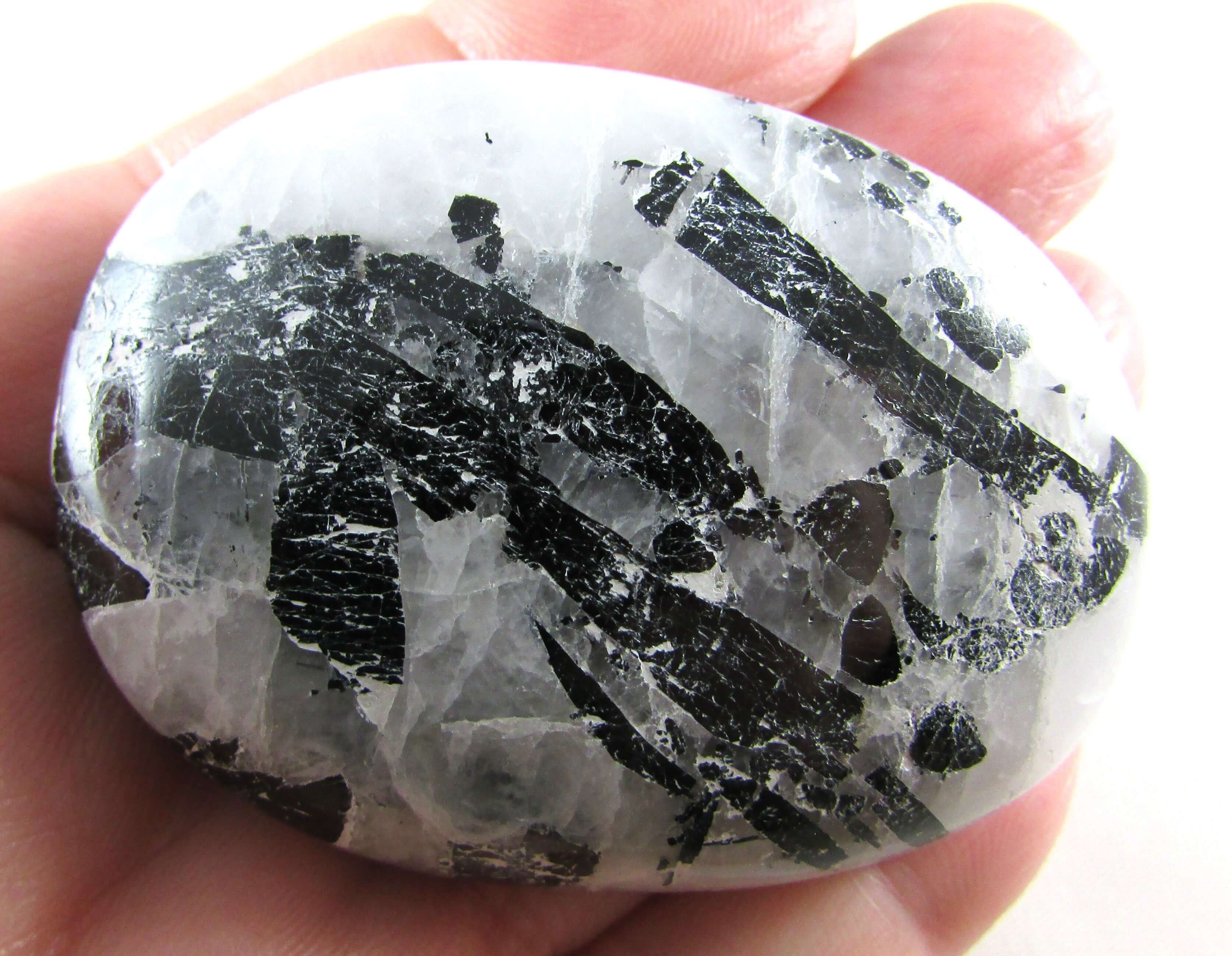 Tourmalinated Quartz Palmstone – Shadow Work, Protection & Grounded Clarity