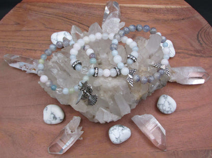 Divine Feminine 3-Piece Crystal Bracelet Set - Aquamarine & Iolite