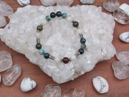 Personal Power Bracelet - Dragon's Blood Jasper, Moonstone & Malachite