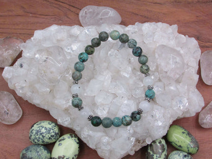 Inner Peace Bracelet - African Turquoise, White Jade & Aqua Terra