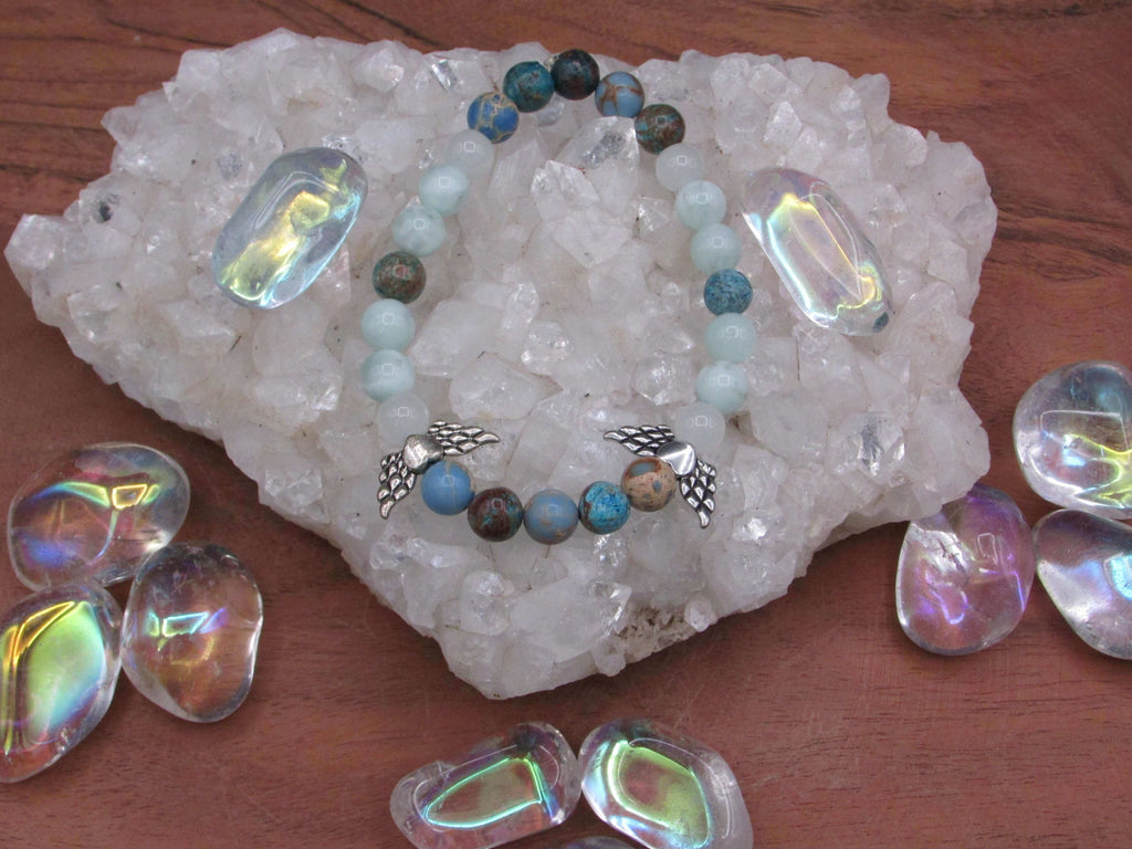 Serene Confidence Bracelet – Green Angelite, Blue Sea Sediment & White Jade