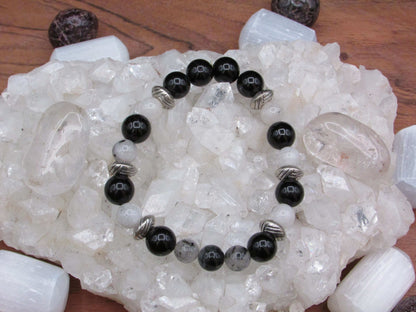 Grounded Courage Bracelet - Tourmalinated Quartz & Black Tourmaline