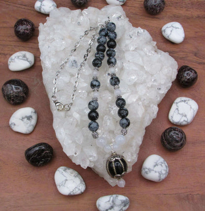 Protection from Negativity Crystal Necklace - Tourmalinated Quartz Shield